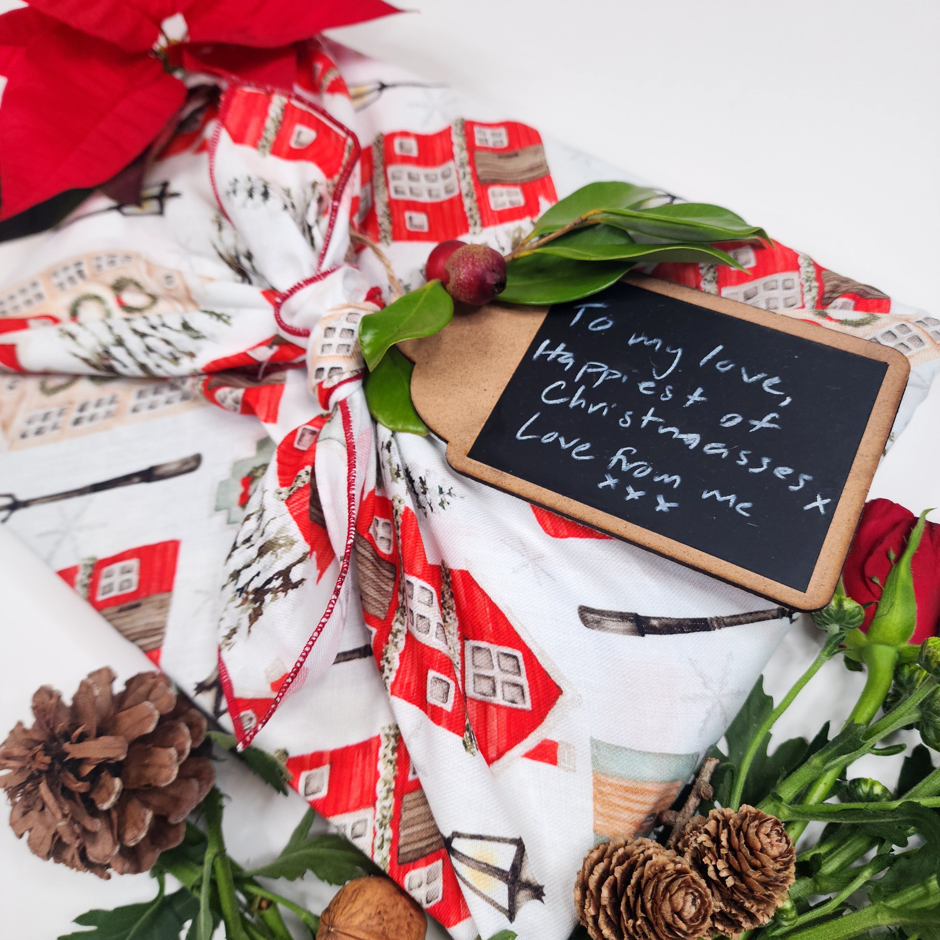 Christmas Cottages - Furoshiki Gift Wrap
