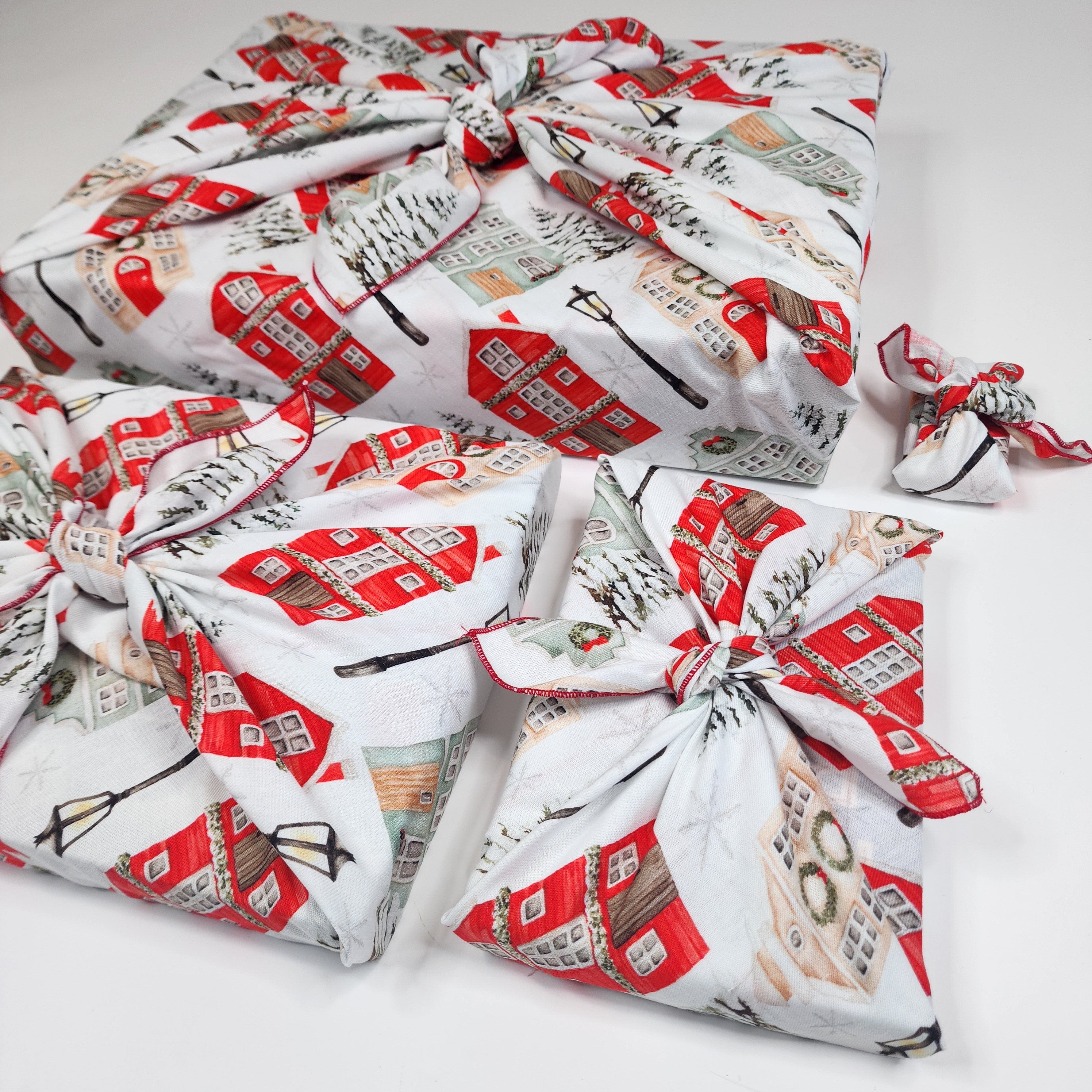 Christmas Cottages - Furoshiki Gift Wrap