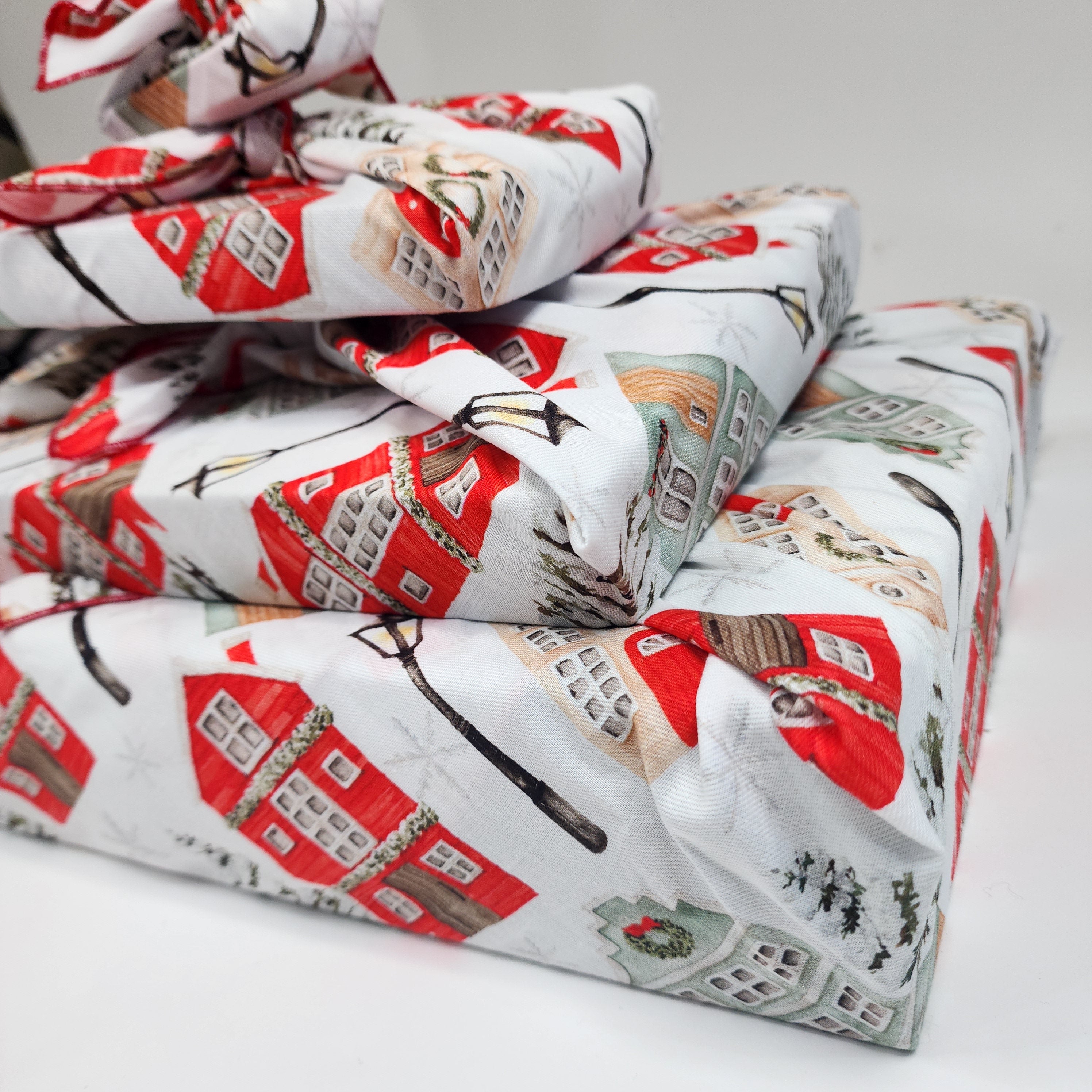 Christmas Cottages - Furoshiki Gift Wrap