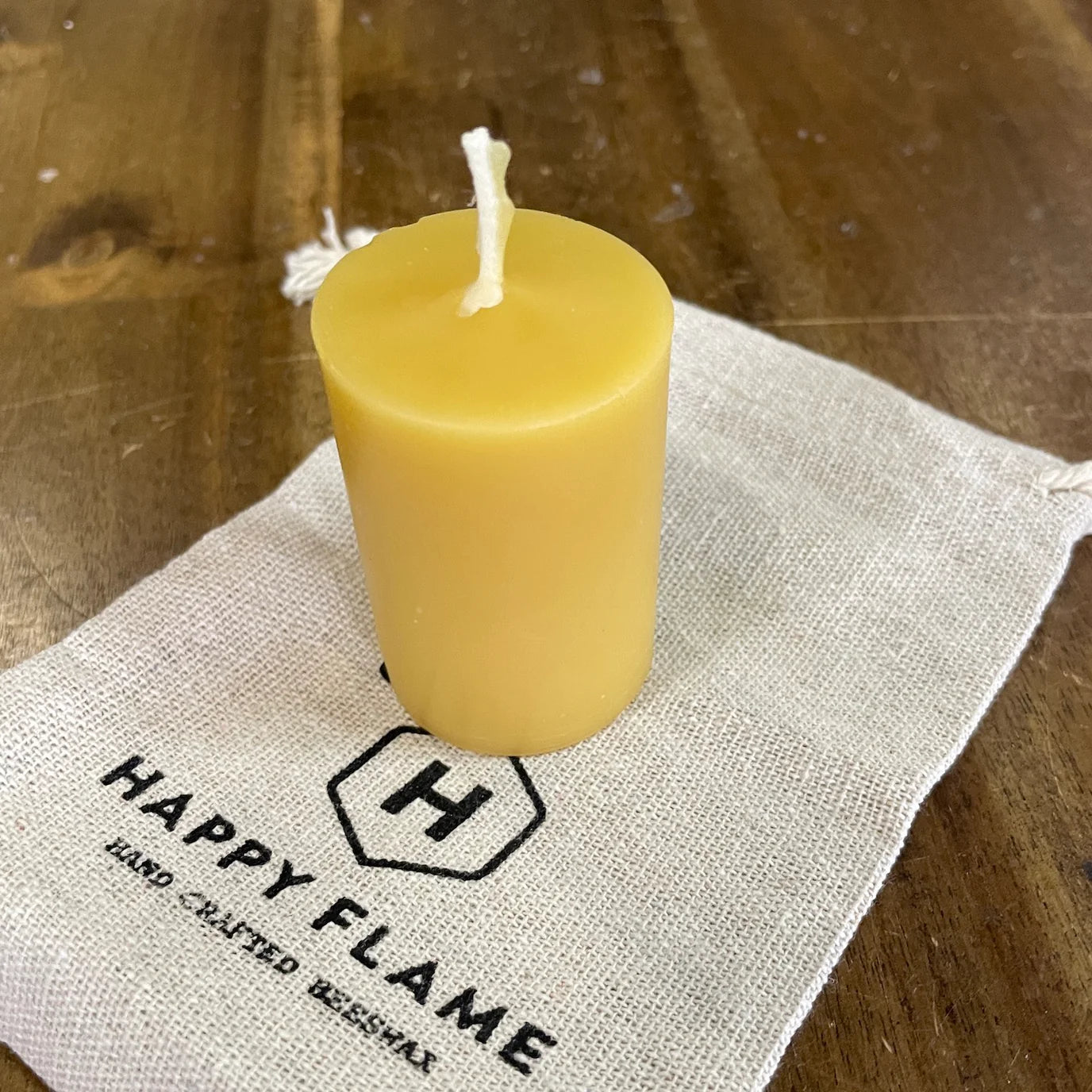 Happy Flame Beeswax Pillar Candle