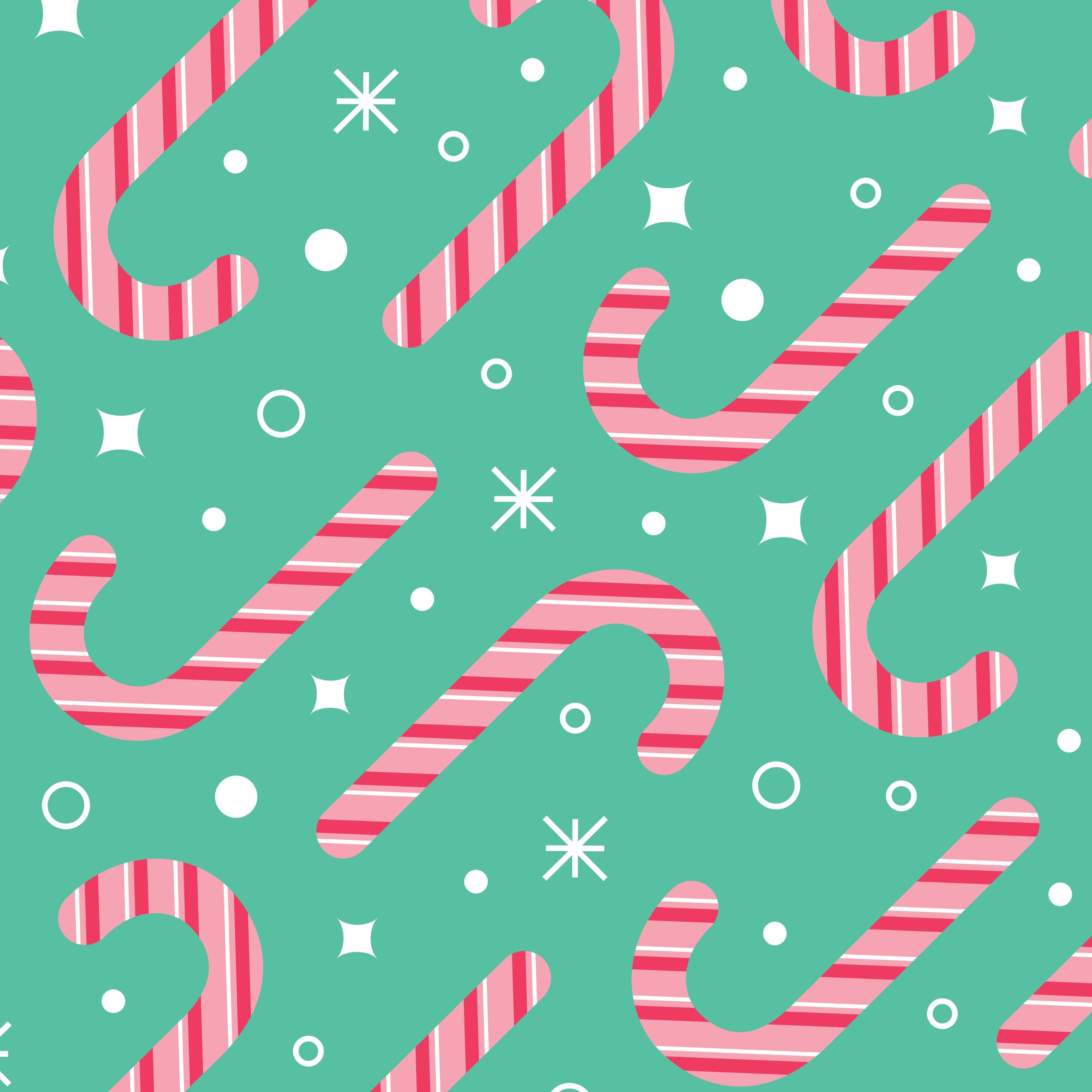Dulces fabric swatch — candy cane print in pink and white on mint green