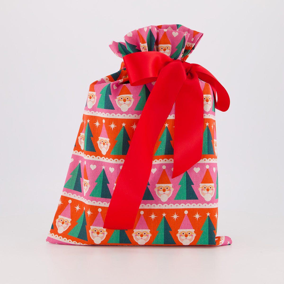 Book reusable gift bag — sweet candy-inspired print in pink, white and mint — handmade in Afghanistan