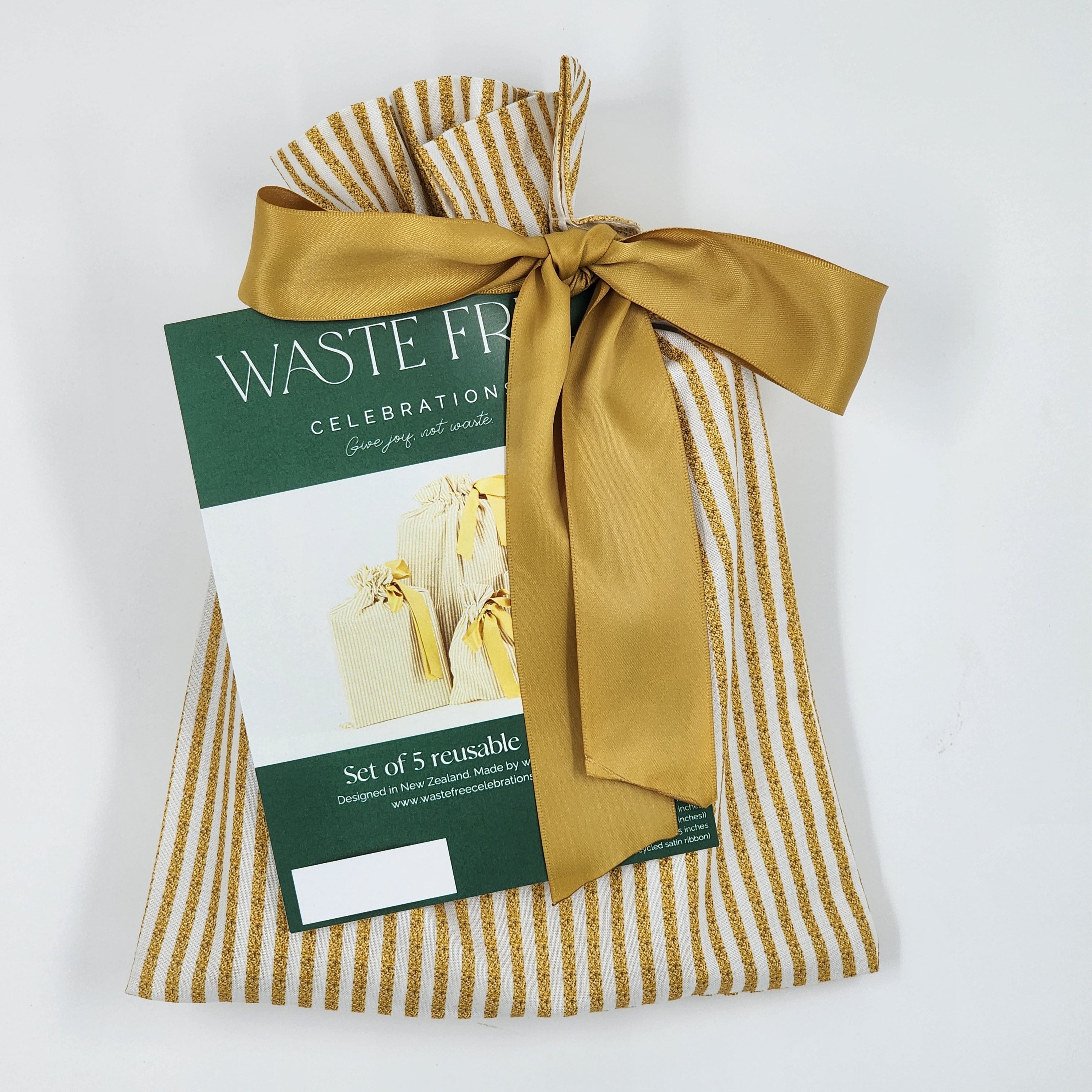 Gold Stripes (Reusable Gift Bag Set)