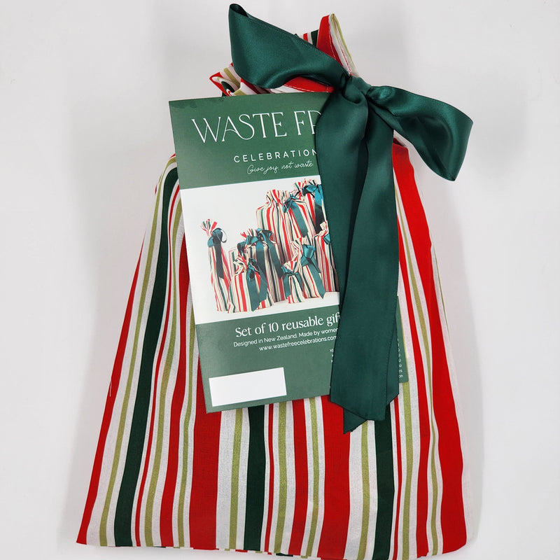 Christmas Stripes Reusable Gift Bags