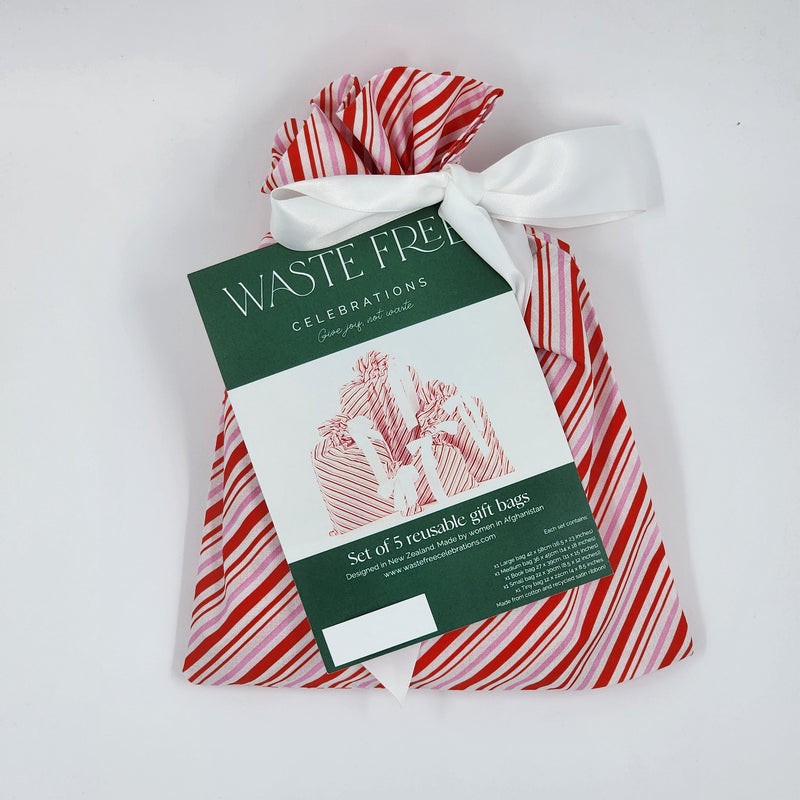 Candy Cane Reusable Gift Bags