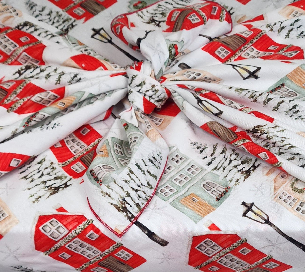 Christmas Cottages furoshiki gift wrap