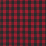 Fabric swatch of American Plaid design. It is red and black checked.