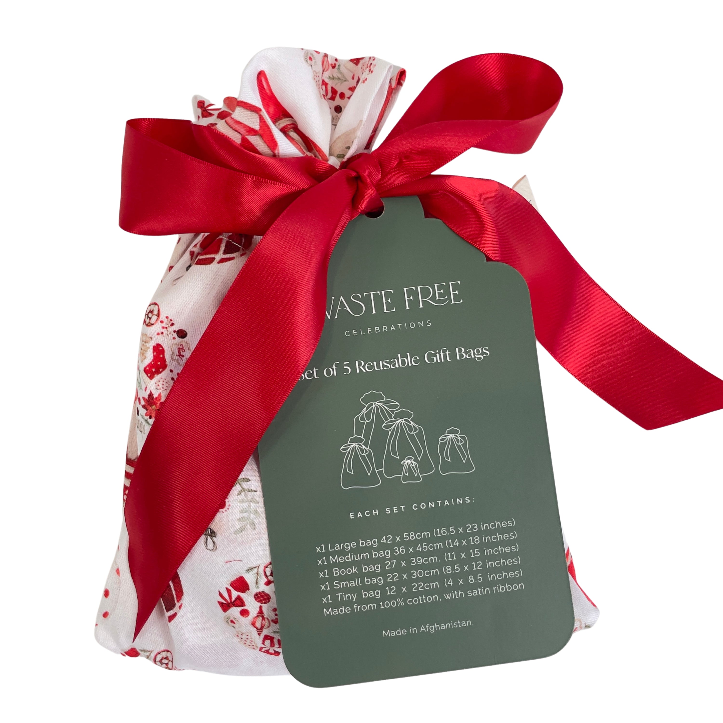Christmas Baubles (Reusable Gift Bag Set) Set of 5