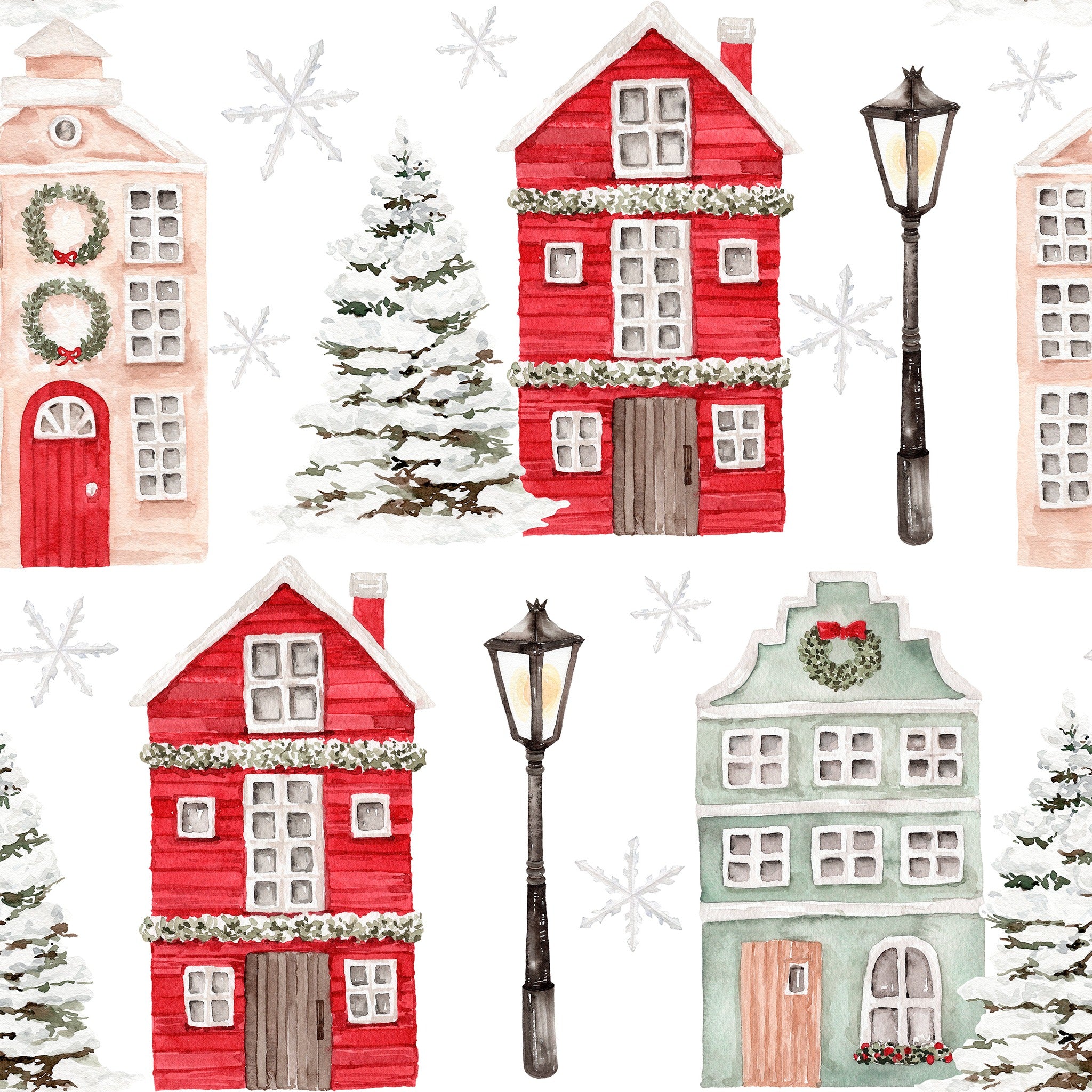 Christmas Cottages (Reusable Gift Bag Set) Set of 5