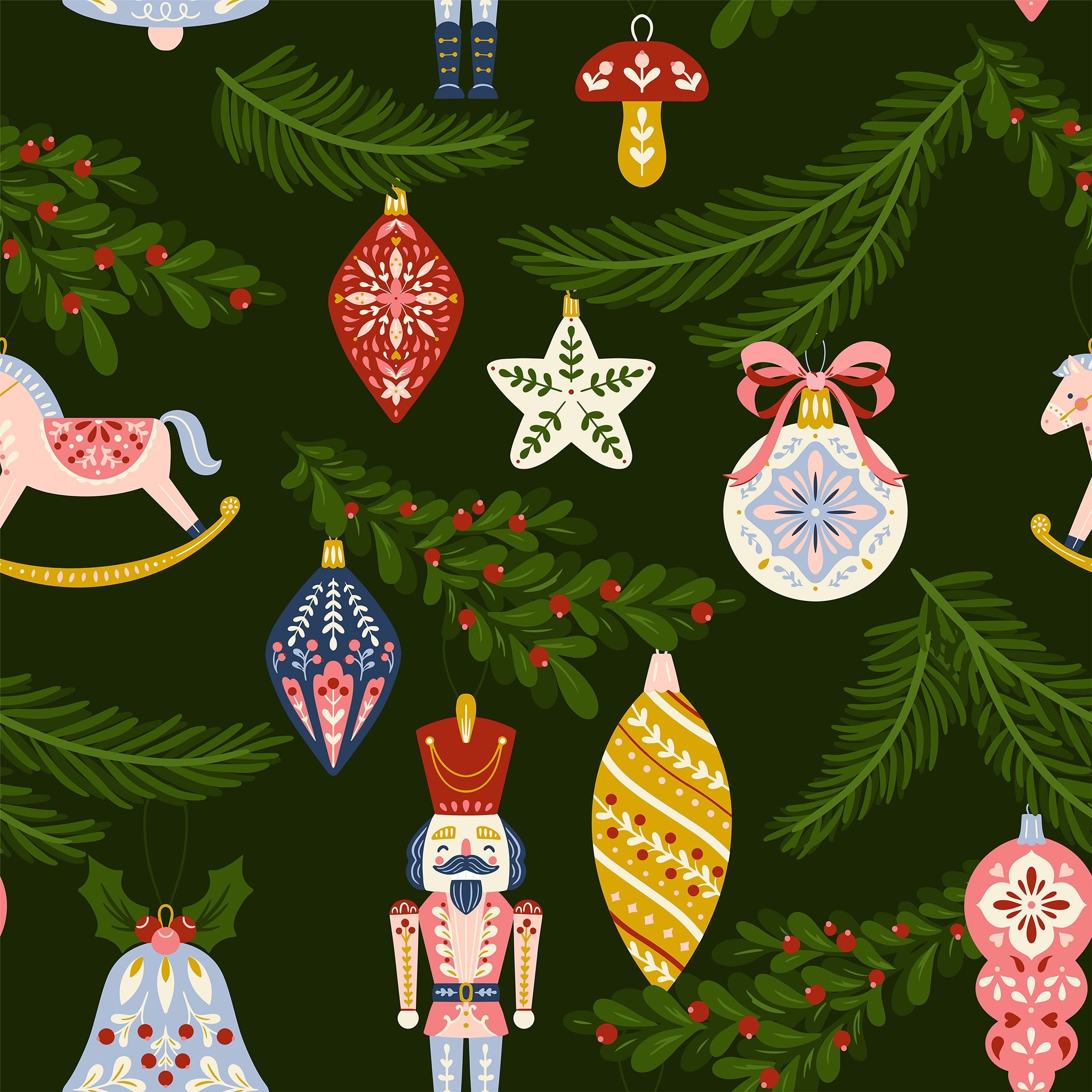 Folk Julepynt (Reusable Gift Bag Set) Set of 5