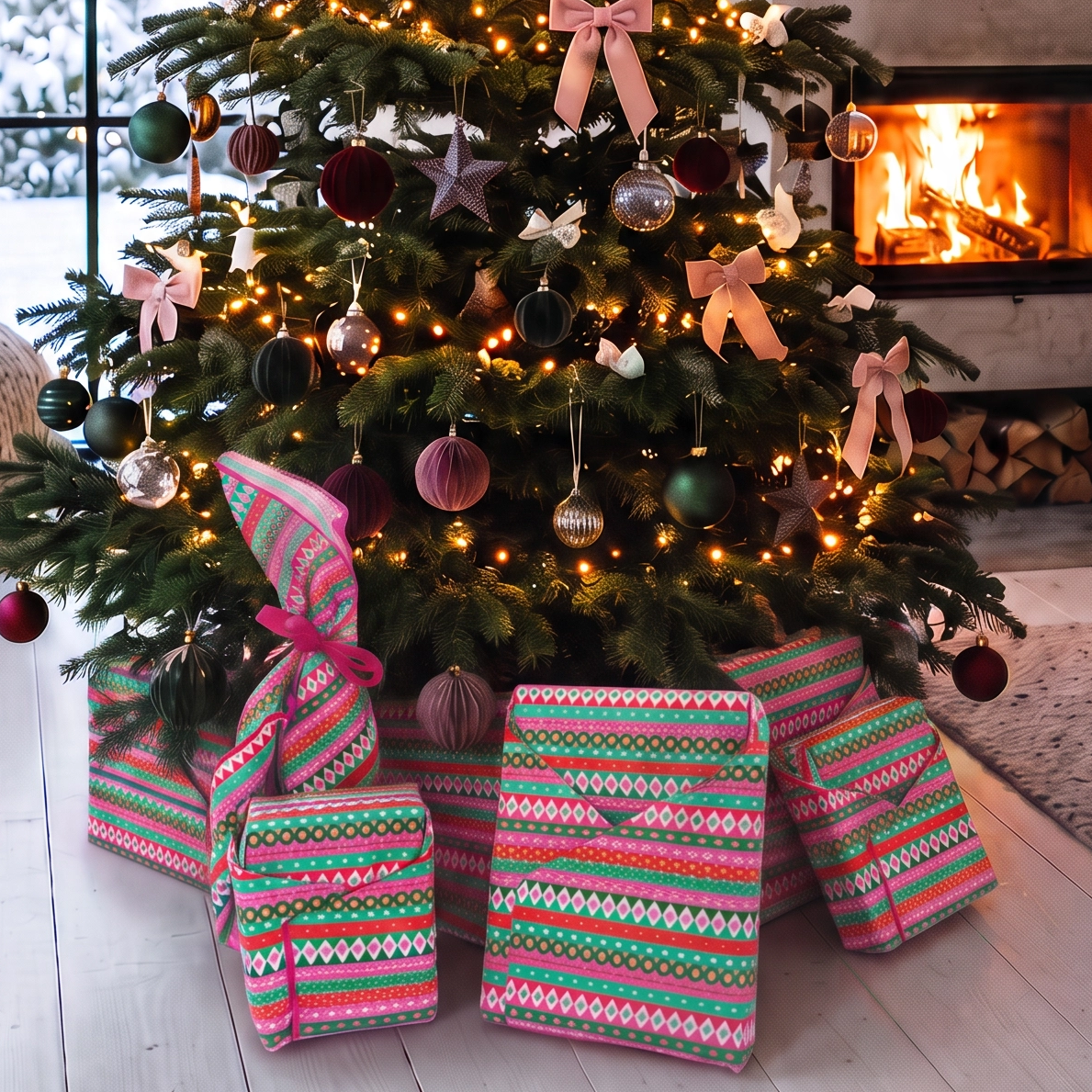 Feliz Navidad Fiesta - 4 Furoshiki Gift Wraps