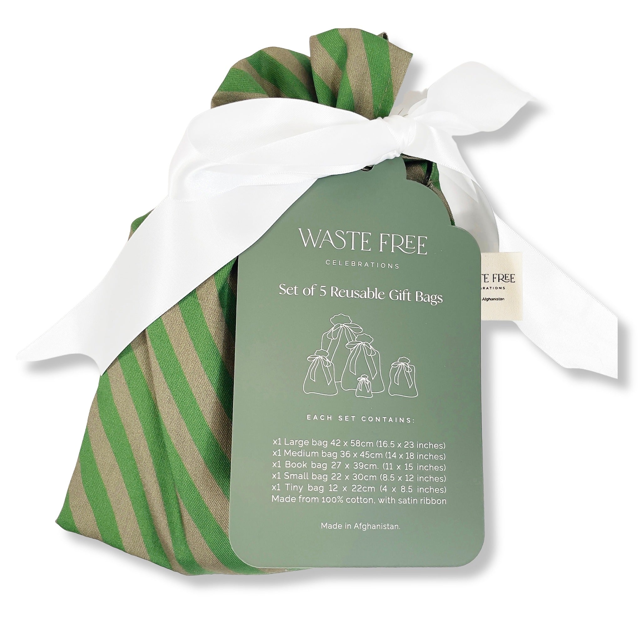 Pooches Stripey (Reusable Gift Bag Set) Set of 5