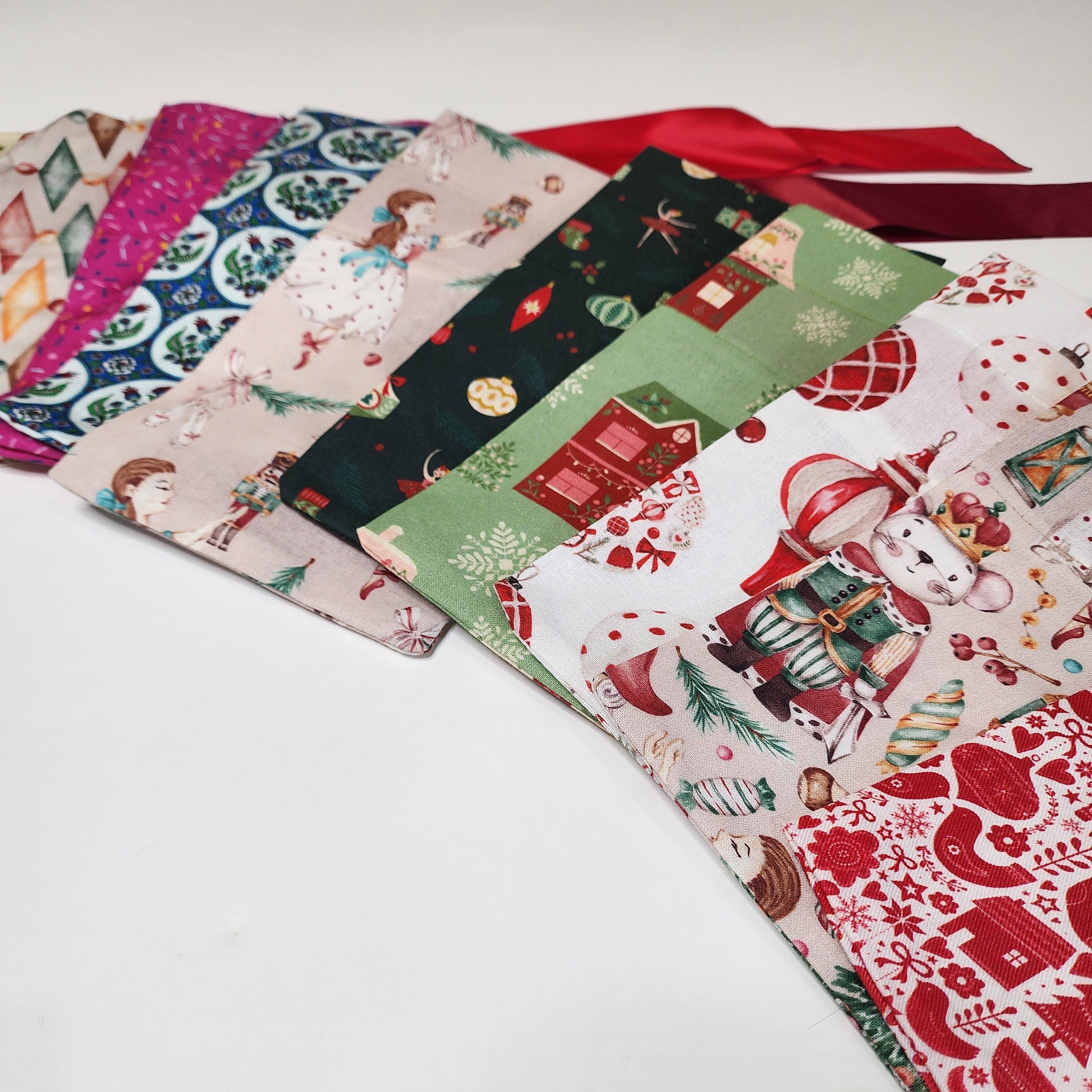 Ten Tiny reusable gift bags for cash or vouchers at Christmas