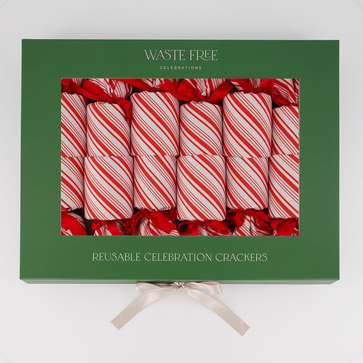 Candy Cane reusable Christmas crackers — boxed with packaging visible — handmade in Afghanistan