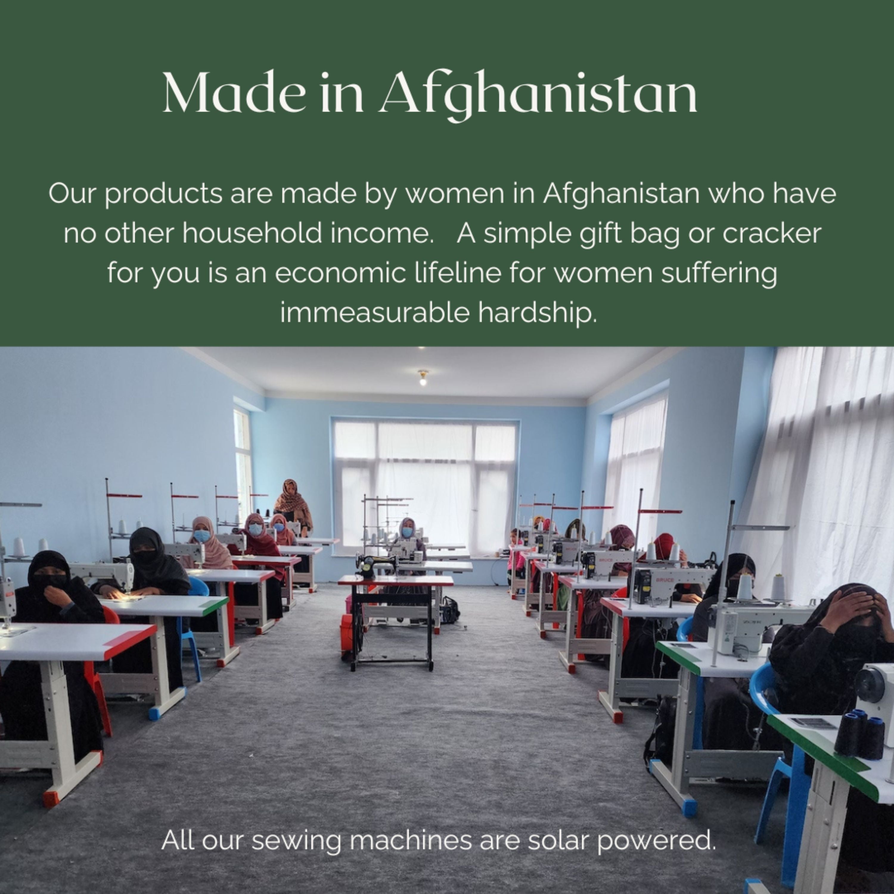 Women making reusable gift bags at the Waste Free Celebrations workshop in Kabul, Afghanistan