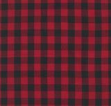 Image of American Plaid design. A swatch of fabric with red and black checks.