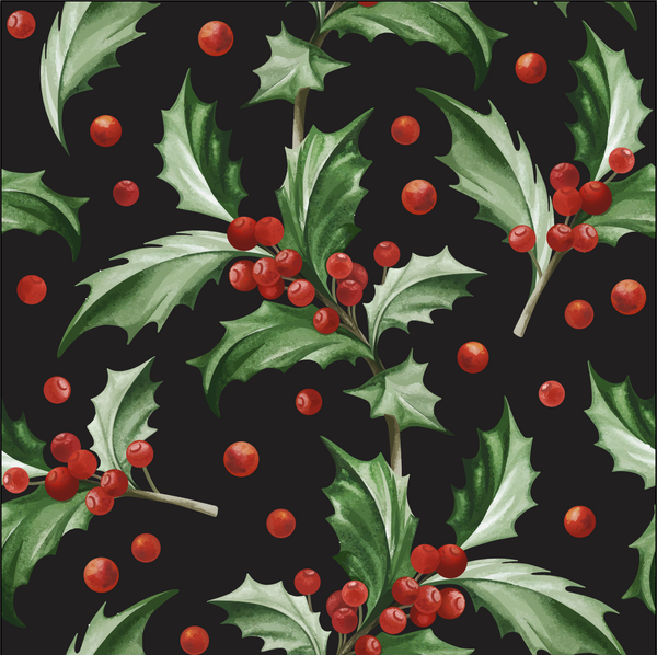 Holly on black Reusable Gift Bags