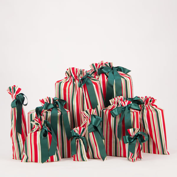 Christmas Stripes Reusable Gift Bags