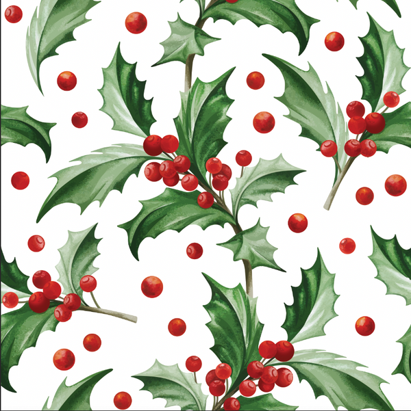 Holly on white Reusable Gift Bags