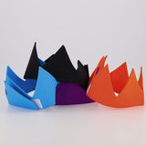 A set of four brightly coloured reusable cotton crowns